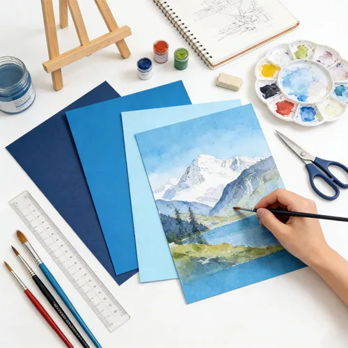 Vista 6 de 80 hojas de cartulina azul de 8.5 x 11 pulgadas, 4 tarjetas de colores azules surtidos de papel de impresora de 65 lb/180 gsm, manualidades Serie