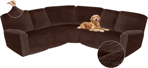 Vista 660 de Arfntevss Fundas de sofá seccional reclinable de terciopelo, Funda de sofá seccional de esquina para sofá reclinable, Funda elástica suave