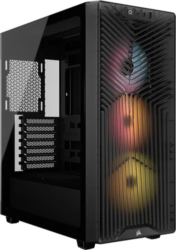 Vista 10 de CORSAIR Funda de PC de torre media 3200D RS ARGB - 3 ventiladores RS120 ARGB PWM incluidos, brazo de estabilización antihundimiento de GPU, ASUS