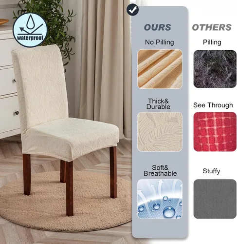 Vista 4 de Fundas impermeables para sillas de comedor, fundas elásticas para sillas Parsons, para comedor, cocina, funda protectora para silla de comedor
