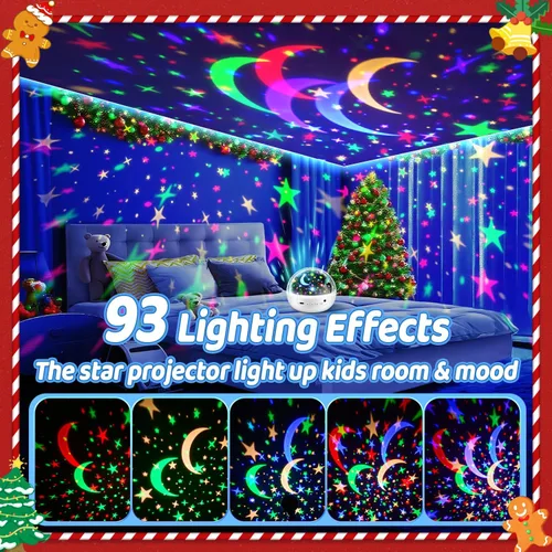Vista 3 de COOLNIGHT Decoración de habitación para niños, 93 iluminación+3 películas, decoración de habitación infantil, control remoto+regulable+luz nocturna