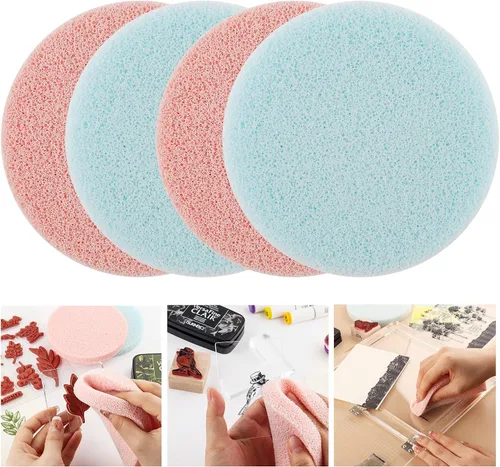 Vista 10 de Briartw 4 unids/set de limpiador de sellos, esponja de limpieza de sellos azules, herramienta de eliminación de tinta, aplicable a sello 4pcs Stamp