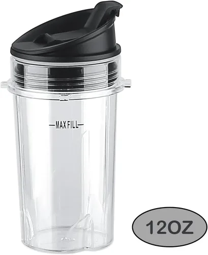 Vista 2 de Anbige Piezas de repuesto, 2 tazas de 12 onzas con tapas, compatibles con licuadoras Ninja BL770 BL660 BL810 QB3000 All Pro 4 Tabs
