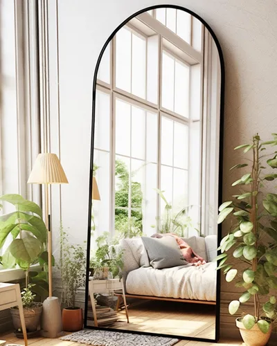 Vista 15 de BEVERDY Espejo arqueado de longitud completa - Espejo de pie de 18"x58" con soporte o montaje en pared para dormitorio y sala de estar - Negro