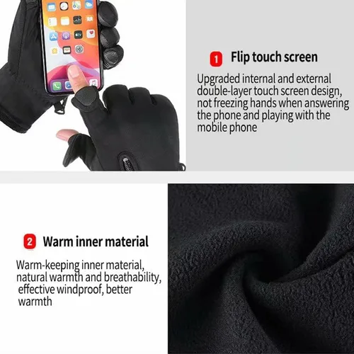 Vista 4 de Guantes de invierno para hombre y mujer, guantes cálidos para clima frío, correr, senderismo, pesca, caza, guantes de pantalla táctil para dedos