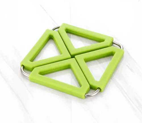 Vista 2 de 2 Pack Silicone Stainless Steel Trivet Mat Hot Pot Holder for Tables