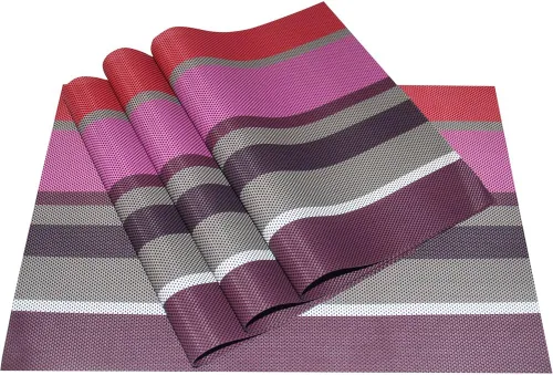Vista 23 de Zupro - Juego de 4 manteles individuales trenzados de PVC de 18 x 12 pulgadas, color rosa para uso en interiores y exteriores Manteles