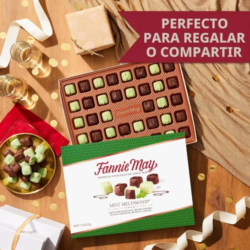 Vista 5 de Fannie May, caramelo de chocolate con leche, meltaways de menta, caja de regalo, 11.5 onzas