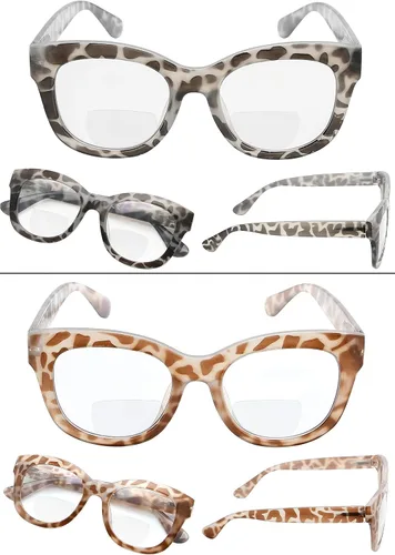 Vista 4 de LUR Gafas de lectura bifocales para mujer, paquete de 4 lectores bifocales