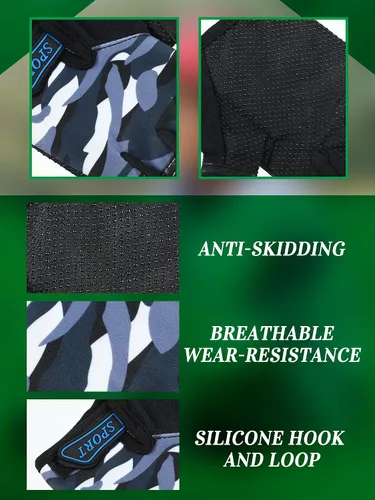 Vista 3 de 3 pares de guantes de bicicleta para niños, guantes de entrenamiento sin dedos de medio dedo, gel antideslizante para bicicleta y motocicleta