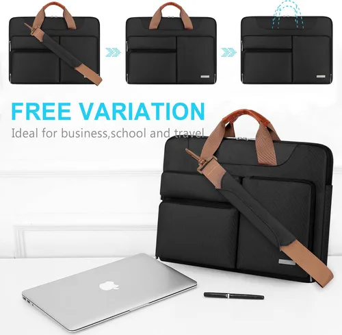 Vista 6 de Lacdo Funda protectora para laptop de 360° para MacBook Air M2/M1 de 13 pulgadas 2022-2010 MacBook Pro M2/M1 2022-2012 Surface Book 3 2 Negro