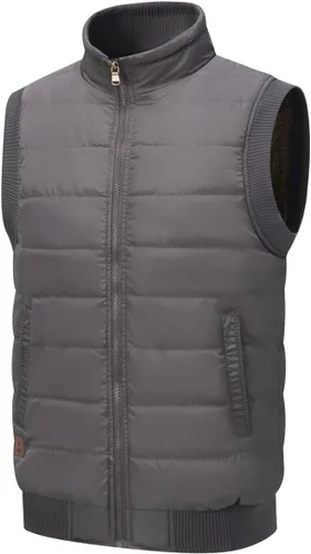 Vista 49 de Msmsse Chalecos de invierno para hombre, con forro polar, acolchado, casual, sin mangas