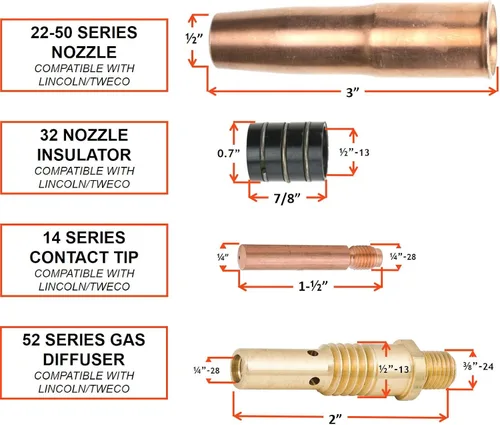Vista 6 de SÜA - Antorcha MIG de 250 amperios compatible con Lincoln/Tweco - Cable de 12 pies - Conector de señal de dos pines