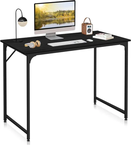 Vista 3 de Escritorio para computadora de oficina de 32 pulgadas, pequeño, moderno, estilo simple, mesa de trabajo de madera para escribir, mesa de trabajo