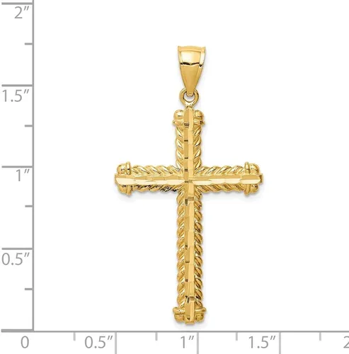 Vista 3 de Diamond2Deal Colgante de cruz de oro amarillo de 14 k con corte de diamante, joyería fina para mujer (L- 1.713 in, W- 0.915 in), Metal