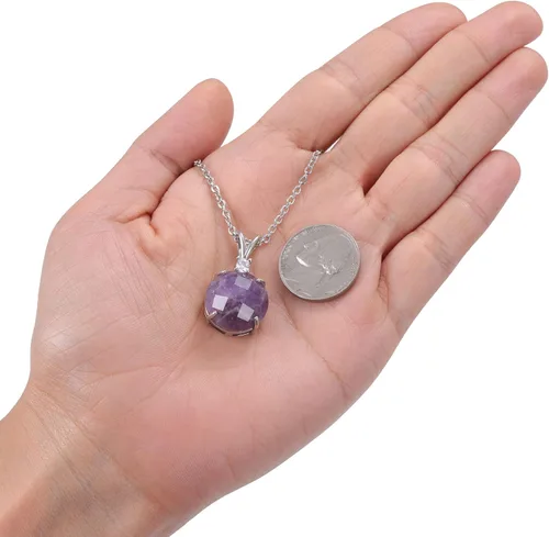 Vista 5 de Top Plaza Collar de piedra de cristal curativo con colgante de piedra preciosa natural con circonita cúbica para mujer, joyería para mamá, novia