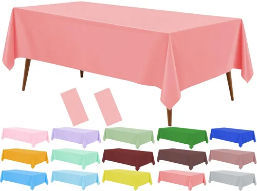 Vista 9 de Mantel de plástico crema, paquete de 2 manteles desechables color blanco hueso, mantel de 54 x 108 pulgadas para mesa rectangular, manteles