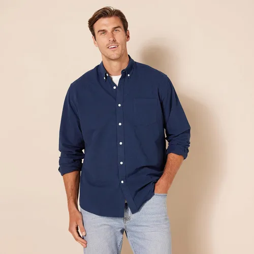 Vista 7 de Camisa Tienda Essentials de tela oxford, de manga larga, ajuste regular, con bolsillo, para hombre