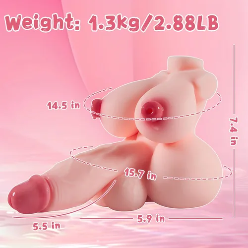 Vista 2 de Muñeca sexual pequeña transexual juguetes sexuales vaginas de bolsillo 2 en 1 FUTA masturbador masculino juguetes con consolador suave realista