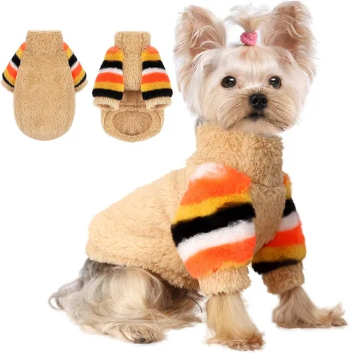 Vista 8 de Suéteres para perros pequeños, niña, perro macho, suéter, forro polar suave, ropa de invierno para mascotas, niño, niña, sudaderas de felpa, Negro