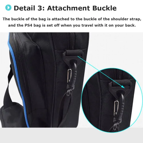 Vista 5 de Diyeeni PS4 Pro bolsa de transporte, impermeable, a prueba de golpes, sistema de juego, funda de viaje protectora con correa ajustable