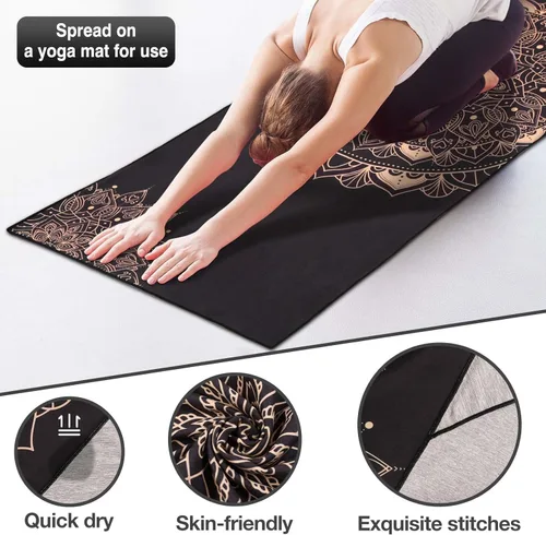 Vista 2 de MoKo Toalla de Yoga, Toalla de Yoga Caliente Antideslizante con Patrón de Estampado en Manta Rápido de Secado con Bolsillo en la Esquina