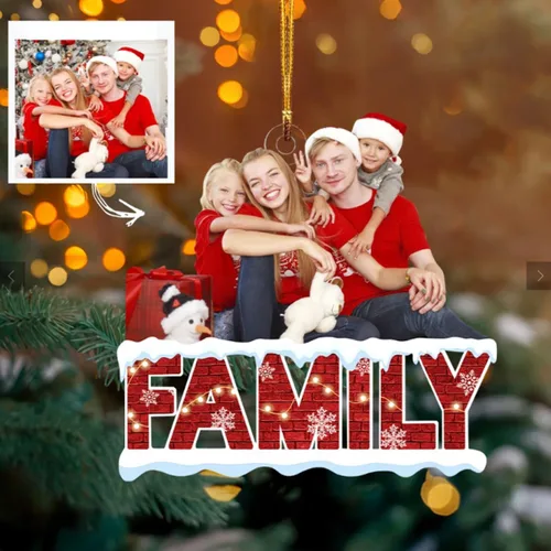 Vista 8 de Adorno personalizado para tu foto, adorno de mica con foto personalizada, adorno de Navidad familiar, adorno de Navidad familiar personalizado