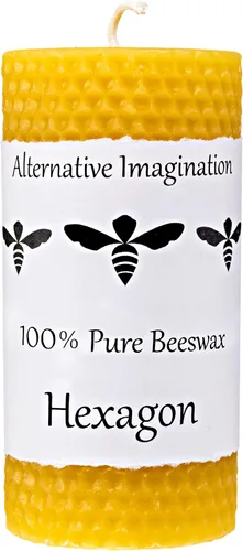 Vista 11 de Velas de pilar de cera de abeja 100% pura de alta calidad, paquete de 3, 2 Amarillo