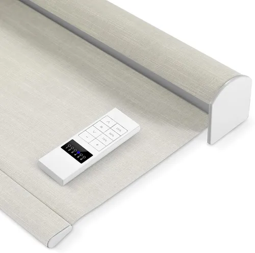 Vista 17 de ZSHINE Persianas enrollables motorizadas opacas para ventana, ancho personalizado, motor recargable, popular tela de sol para ventanas, hogar, Blanco