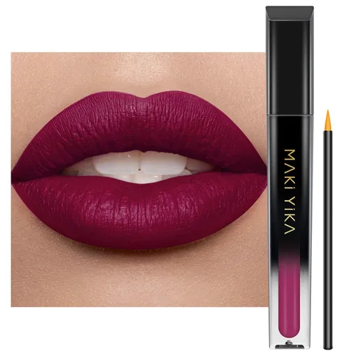 Vista 30 de MAKI YIKA Juego de 3 lápices labiales líquidos mate, color negro y rojo Negro/Rojo Oscuro/Desnudo