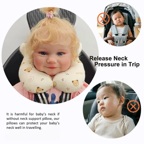 Vista 6 de Almohada para reposacabezas de bebé para cochecito de bebé, almohadas de apoyo para el cuello de dibujos animados para bebés, cojín de protección