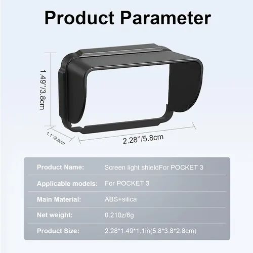 Vista 7 de Parasol de pantalla para DJI Osmo Pocket 3, protector de parasol antirreflejo, cubierta rígida de ABS para mayor visibilidad con luz brillante
