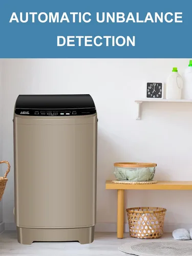 Vista 8 de Lavadora completamente automática de 17.7 libras, pequeña, compacta, portátil, programa de 10 lavados y 8 niveles de agua, lavadora compacta