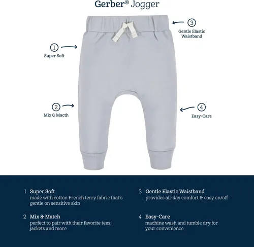 Vista 5 de Gerber Paquete de 3 pantalones deportivos para bebés y niños pequeños