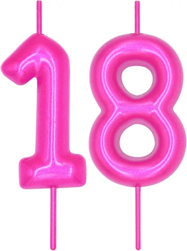 Vista 140 de DERVENTA Vela con números de 2.36 pulgadas, decoración perfecta para cumpleaños, brunch, postre, pastel, 1 pieza (número 0 rosa)