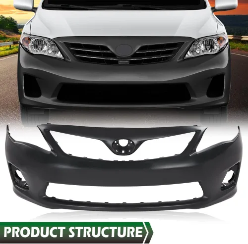 Vista 2 de GRAND ORANGE Cubierta de parachoques delantero imprimada compatible con Toyota Corolla Base CE L LE 2011 2012 2013 5211903901, TO1000372