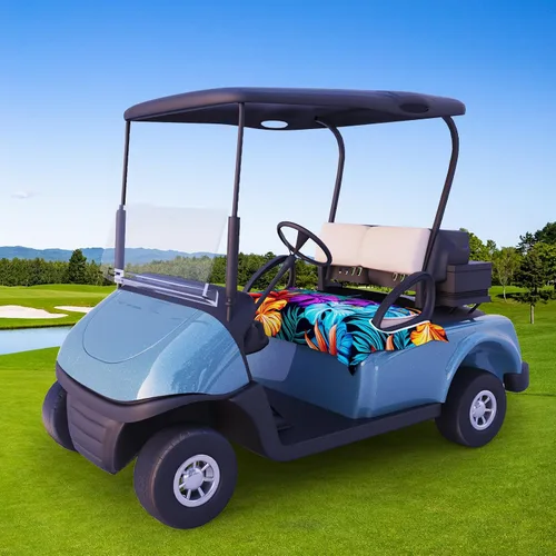 Vista 6 de AQQA Fundas para Asientos de Carrito de Golf, Manta de Asiento de Carrito de Golf de Microfibra Tropical Hoja de Palma-Boho-Mármol, Manta de Golf