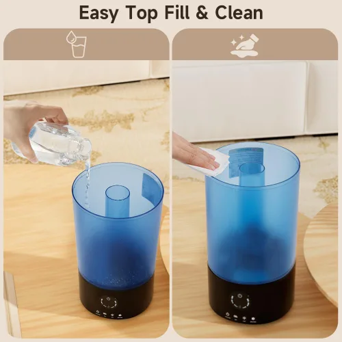 Vista 4 de Humidificadores para dormitorio, humidificador ultrasónico silencioso de niebla fría de 3.2L con boquilla de 360°, tiempo de funcionamiento de 18