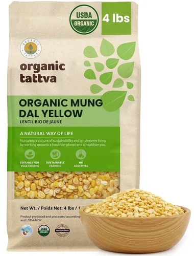 Vista 13 de Organic Tattva Frijoles Mung, Gramo Verde Entero, 2.2 lbs Certificado por USDA