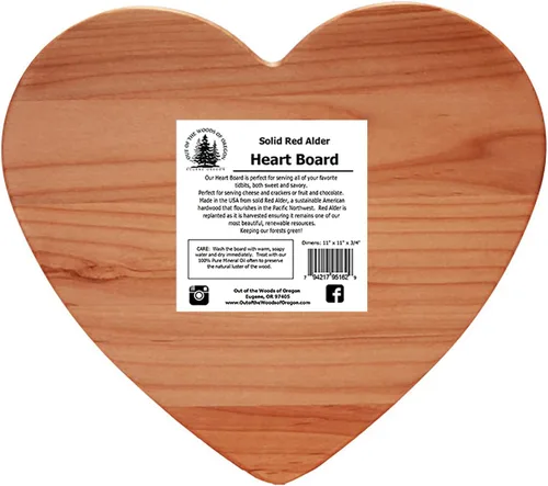 Vista 2 de Tabla para servir queso en forma de corazón de madera dura (11 x 11 x .75 pulgadas)