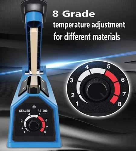 Vista 2 de Sellador térmico por impulsos Sellador de bolsas de impulso de 8 pulgadas Máquina de sellado de bolsas de polietileno Máquina de sellado térmico
