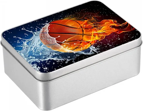 Vista 17 de Caja de lata de metal con tapa, contenedor de almacenamiento rectangular vacío de hojalata, estuche de lata portátil ligero para manualidades