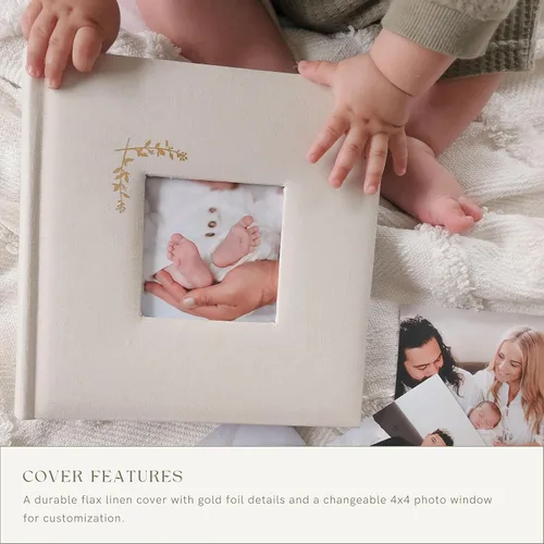 Vista 4 de Elegante álbum de fotos de lino, 200 bolsillos sin ácidos para fotos de 4 x 6 pulgadas, perfecto para bodas y regalos