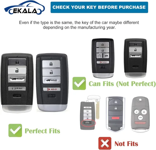 Vista 2 de EKALA Funda para llavero Acura con llavero brillante, 4 botones de TPU suave, compatible con Acura CDX RDX RLX TLX TLX-L ILX NSX (R-ACU-B)