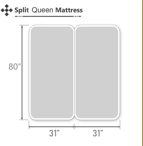 Vista 2 de Protector de colchón Split Queen para camas ajustables estilo sábana bajera dividida, 100% algodón de rizo impermeable, 12 pulgadas de profundidad