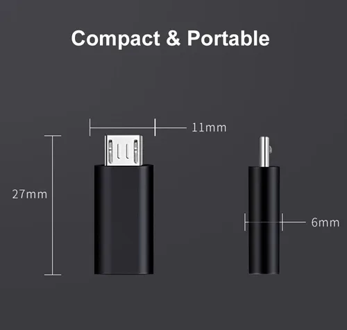 Vista 8 de Adaptador USB C a Micro USB, paquete de 2, adaptador micro USB (macho) a USB C (hembra) compatible con Samsung Galaxy S7/S6/S5/S4/S3, Note 5/4/3