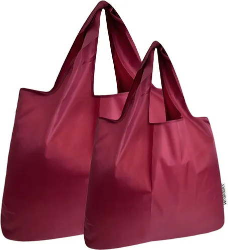 Vista 12 de allydrew Bolsas de comestibles reutilizables de nailon plegables grandes y pequeñas, juego de 2
