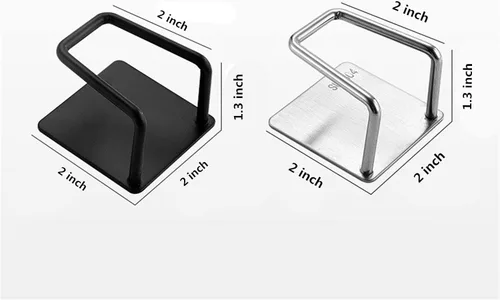 Vista 3 de Soporte para tapa de olla, 2 pares de organizadores de tapa de olla de montaje en pared, acero inoxidable 304, autoadhesivo, para puerta