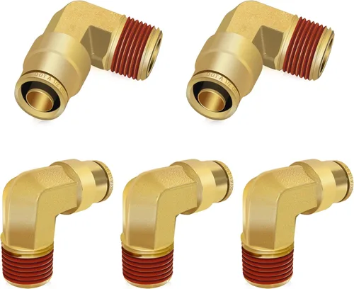 Vista 10 de Siptenk 1/2" Codo DOT de Latón Empuje para Conectar Accesorios de Línea de Aire 5 PIEZAS, Tubo de 1/2" OD x Rosca NPT de 1/2" Accesorios de Conexión