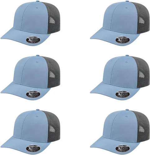 Vista 91 de Cap America i8502 Flexfit 110 Premium - Gorra de camionero de perfil medio con 6 paneles de malla trasera con protección UV y cierre ajustable